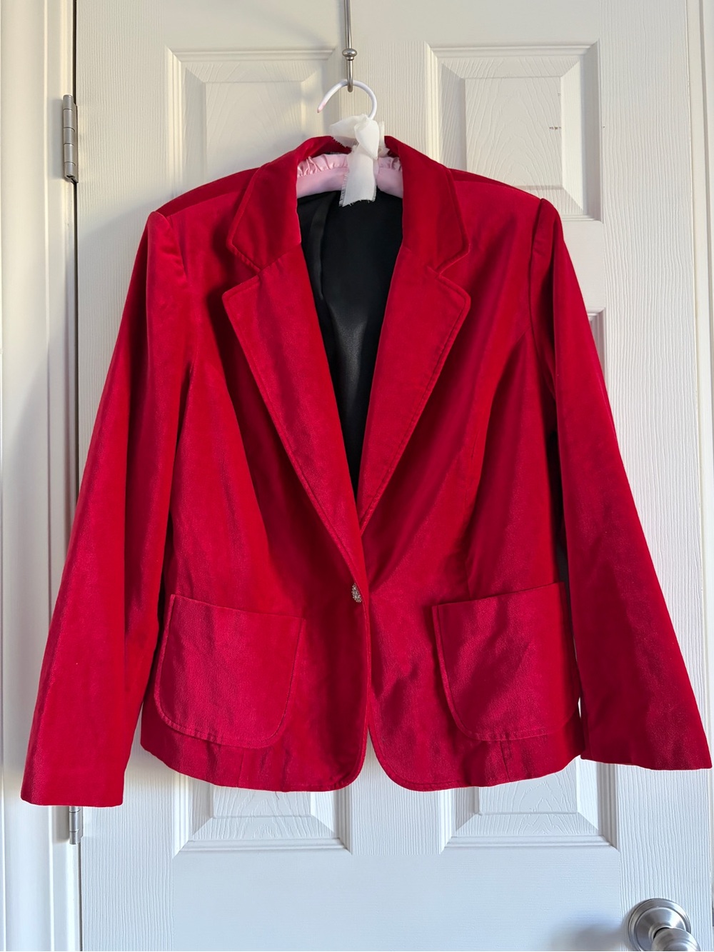 Briggs New York Vibrant Red Velvet Blazer Women Size 1X